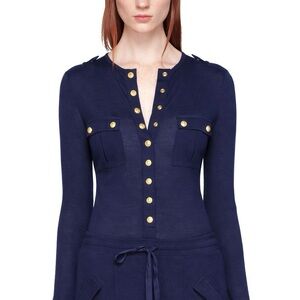 Balmain Cashmere Wool Buttoned Knit Tee Sweater 36